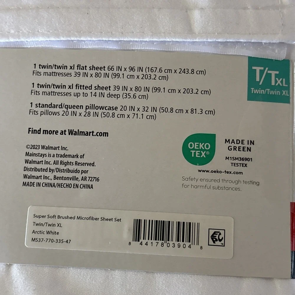 Mainstays Microfiber Super Soft T/TxL Sheet Set WHITE New NIP Wrinkle Resist